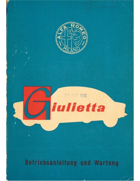 1958 ALFA ROMEO GIULIETTA INSTRUCTIEBOEKJE DUITS