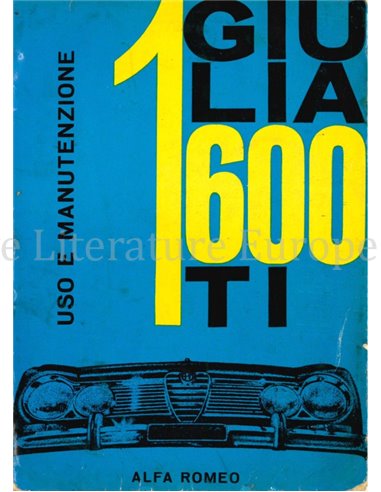 1963 ALFA ROMEO GIULIA 1600 TI OWNERS MANUAL ITALIAN