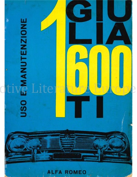 1963 ALFA ROMEO GIULIA 1600 TI BETRIEBSANLEITUNG ITALIENISCH
