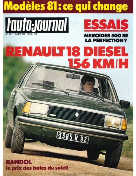1980 L'AUTO-JOURNAL MAGAZINE 13 FRENCH