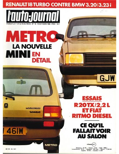 1980 L'AUTO-JOURNAL MAGAZIN 16 FRANZÖSISCH