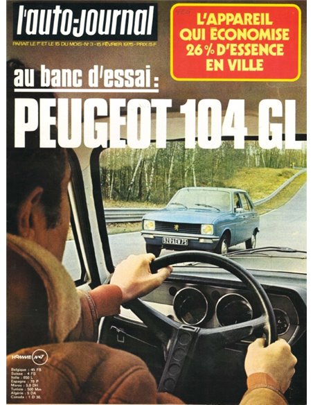 1975 L'AUTO-JOURNAL MAGAZIN 3 FRANZÖSISCH