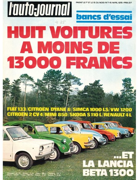 1975 L'AUTO-JOURNAL MAGAZINE 7 FRANS