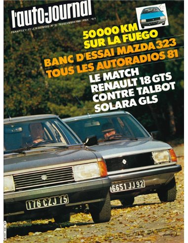 1980 L'AUTO-JOURNAL MAGAZIN 22 FRANZÖSISCH