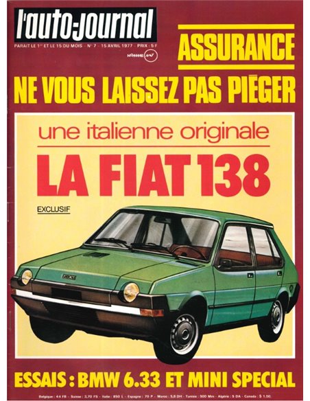 1977 L'AUTO-JOURNAL MAGAZIN 7 FRANZÖSISCH