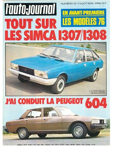 1975 L'AUTO-JOURNAL MAGAZIN 13 FRANZÖSISCH