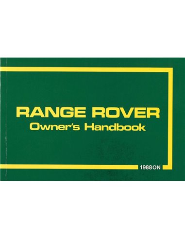 1989 RANGE ROVER CLASSIC OWNERS MANUAL ENGLISH