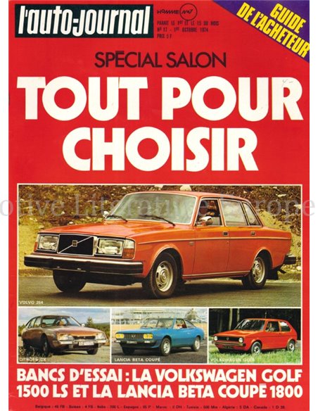 1974 L'AUTO-JOURNAL MAGAZIN 17 FRANZÖSISCH