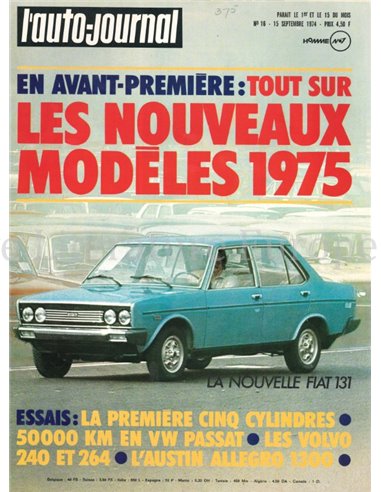 1974 L'AUTO-JOURNAL MAGAZIN 16 FRANZÖSISCH