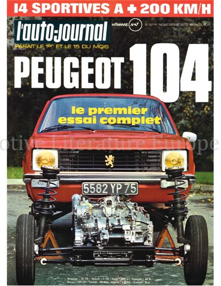 1972 L'AUTO-JOURNAL MAGAZIN 19 FRANZÖSISCH