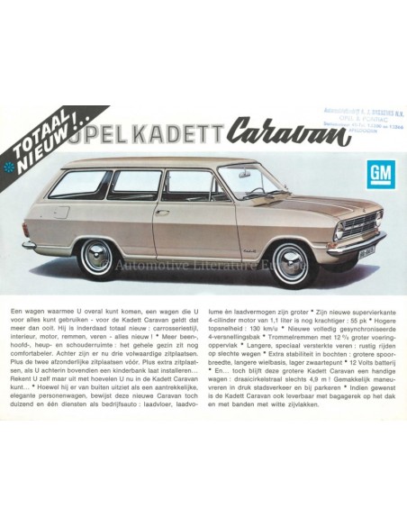 1965 OPEL KADETT B CARAVAN BROCHURE DUTCH