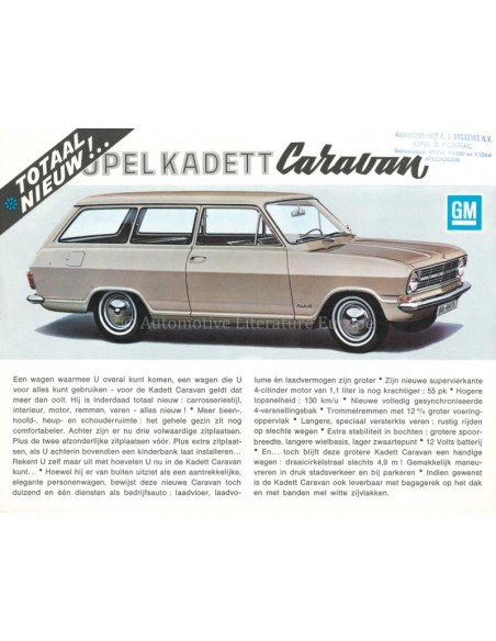 1965 OPEL KADETT B CARAVAN BROCHURE NEDERLANDS