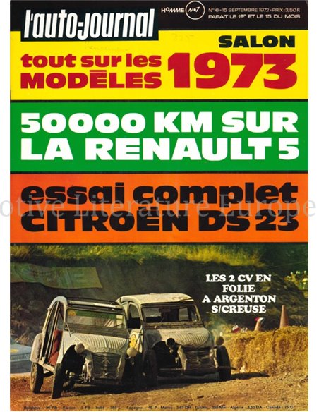 1972 L'AUTO-JOURNAL MAGAZINE 16 FRENCH