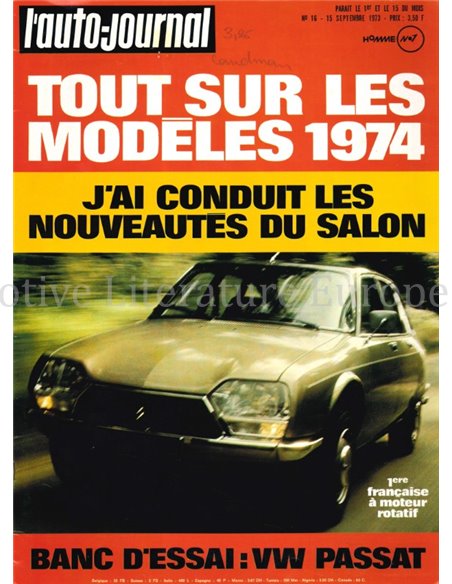 1973 L'AUTO-JOURNAL MAGAZIN 16 FRANZÖSISCH