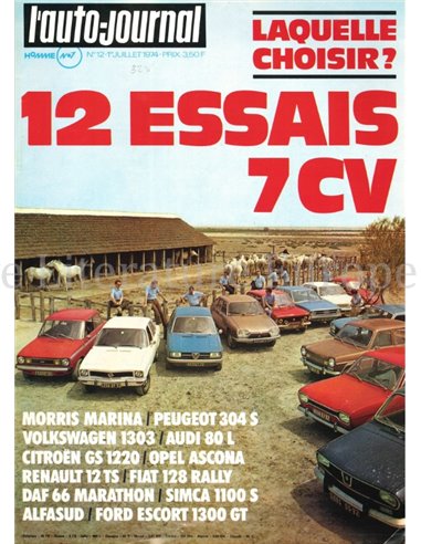 1974 L'AUTO-JOURNAL MAGAZIN 12 FRANZÖSISCH