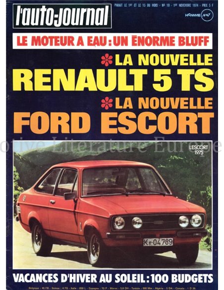 1974 L'AUTO-JOURNAL MAGAZIN 19 FRANZÖSISCH