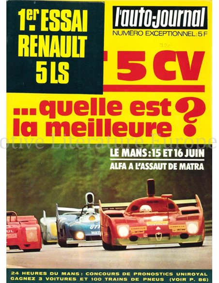 1974 L'AUTO-JOURNAL MAGAZINE 10 FRANS