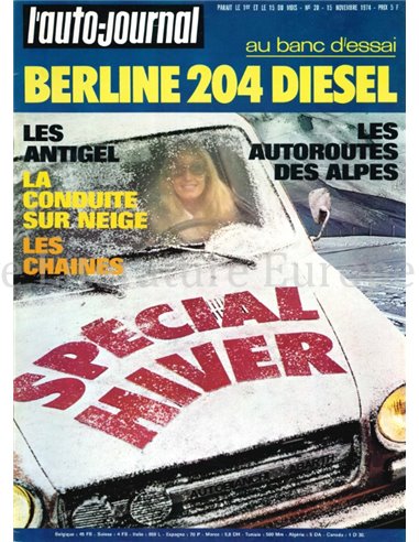 1974 L'AUTO-JOURNAL MAGAZIN 20 FRANZÖSISCH