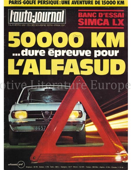 1974 L'AUTO-JOURNAL MAGAZIN 22 FRANZÖSISCH