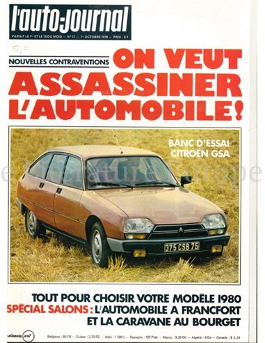1979 L'AUTO-JOURNAL MAGAZIN 17 FRANZÖSISCH