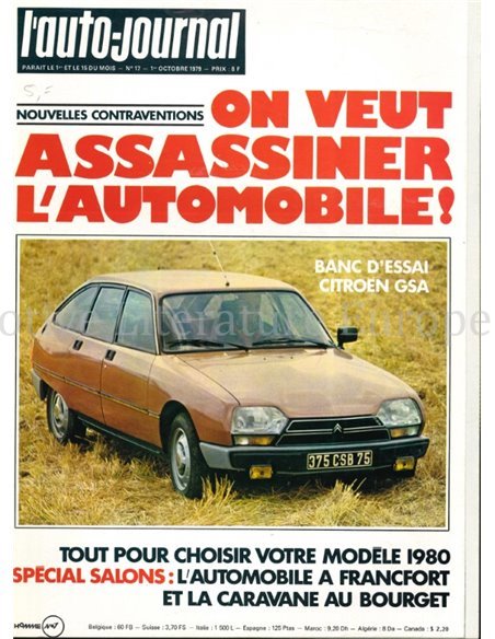 1979 L'AUTO-JOURNAL MAGAZIN 17 FRANZÖSISCH