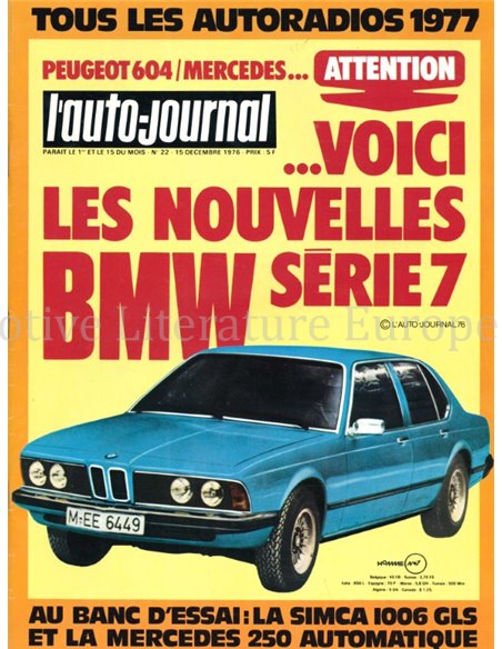 1976 L'AUTO-JOURNAL MAGAZIN 22 FRANZÖSISCH