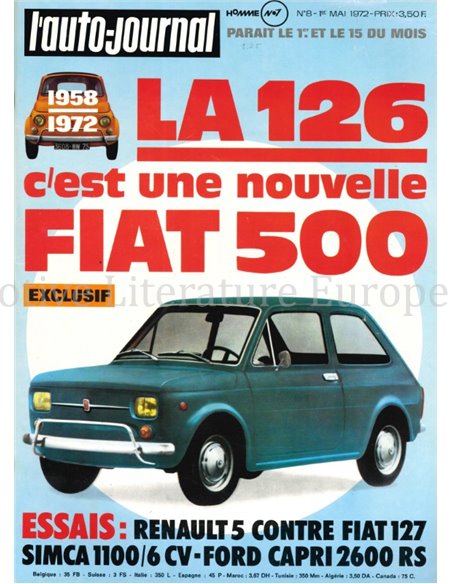 1972 L'AUTO-JOURNAL MAGAZIN 08 FRANZÖSISCH