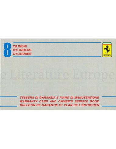 1981 FERRARI 308 GTBi GTSi, Mondial 8 GARANTIE & SERVICEBOEK 228/81/11