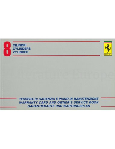 1981 FERRARI 308 GTBi GTSi, Mondial 8 GARANTIEKARTE & SERVICEHEFT 229/81/11