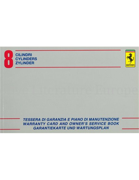 1981 FERRARI 308 GTBi GTSi, Mondial 8 GARANTIEKARTE & SERVICEHEFT 229/81/11