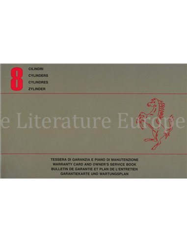 1986 FERRARI 328 GTB GTS, Mondial 3.2 COUPÉ CABRIOLET WARRANTY CARD & OWNERS SERVICE BOOK 452/86