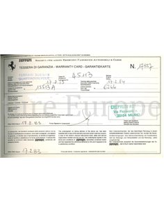 1983 FERRARI 308 GTS QV, WARRANTY CARD & OWNERS SERVICE BOOK 255/83 2