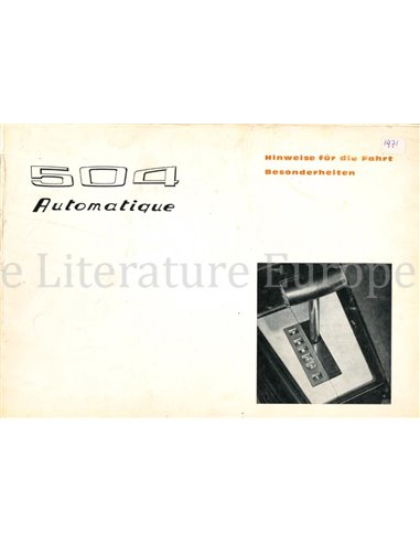 1971 PEUGEOT 504 AUTOMATIQUE OWNERS MANUAL GERMAN