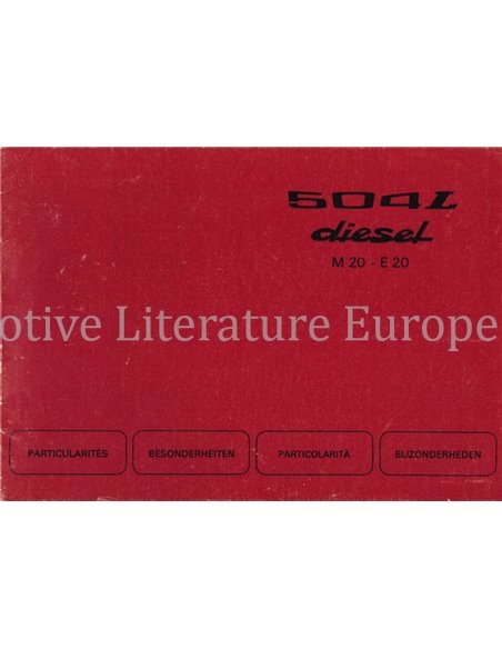 1975 PEUGEOT 504 SUPPLEMENT OWNERS MANUAL