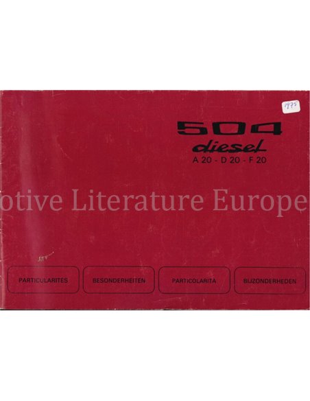 1975 PEUGEOT 504 BIJLAGE INSTRUCTIEBOEKJE 