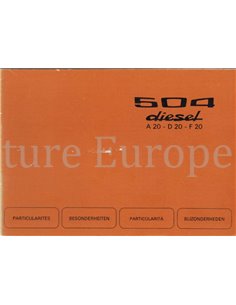 1974 PEUGEOT 504 SUPPLEMENT OWNERS MANUAL