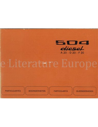 1974 PEUGEOT 504 SUPPLEMENT OWNERS MANUAL