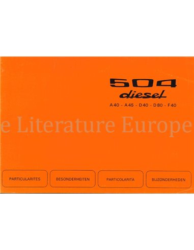 1977 PEUGEOT 504 SUPPLEMENT OWNERS MANUAL