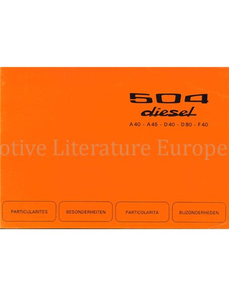 1977 PEUGEOT 504 SUPPLEMENT OWNERS MANUAL