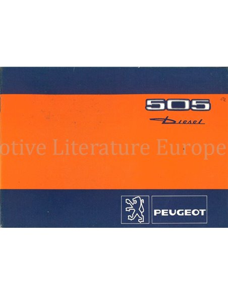 1982 PEUGEOT 505 SUPPLEMENT OWNERS MANUAL
