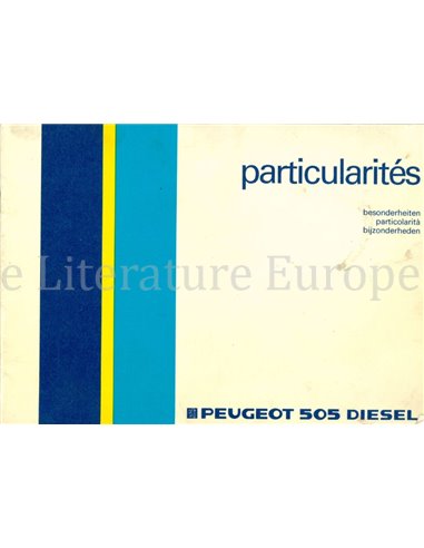 1984 PEUGEOT 505 BIJLAGE INSTRUCTIEBOEKJE