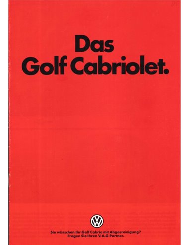 1985 VOLKSWAGEN GOLF CONVERTIBLE BROCHURE GERMAN