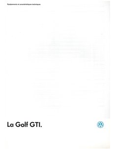 1987 VOLKSWAGEN GOLF GTI 16V BROCHURE FRANS 2