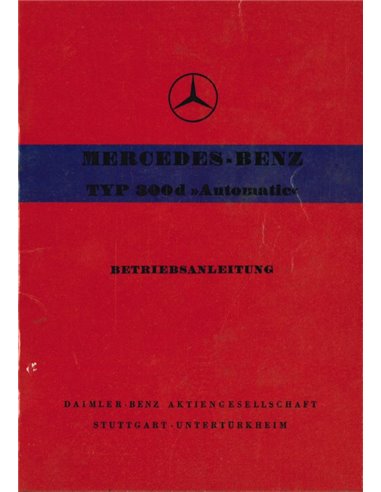 1959 MERCEDES BENZ TYPE 300D AUTOMATIC OWNERS MANUAL GERMAN