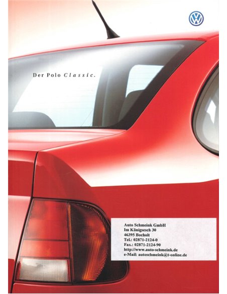 2000 VOLKSWAGEN POLO CLASSIC PROSPEKT DEUTSCH