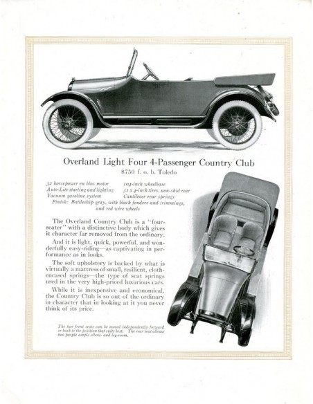 1917 OVERLAND FOURS BROCHURE ENGELS