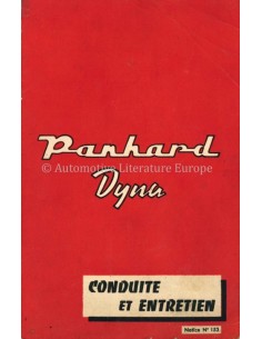 1958 PANHARD DYNA BETRIEBSANLEITUNG FRANZÖSISCH