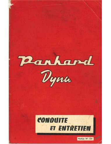 1958 PANHARD DYNA BETRIEBSANLEITUNG FRANZÖSISCH