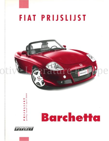2003 FIAT BARCHETTA BROCHURE DUTCH