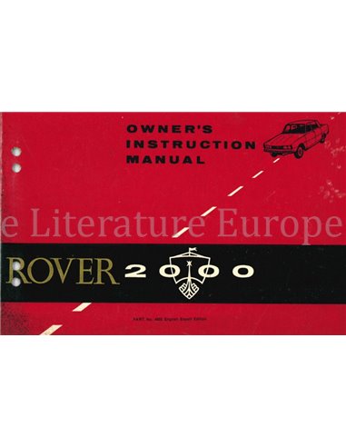 1966 ROVER 2000 OWNER'S MANUAL ENGLISH